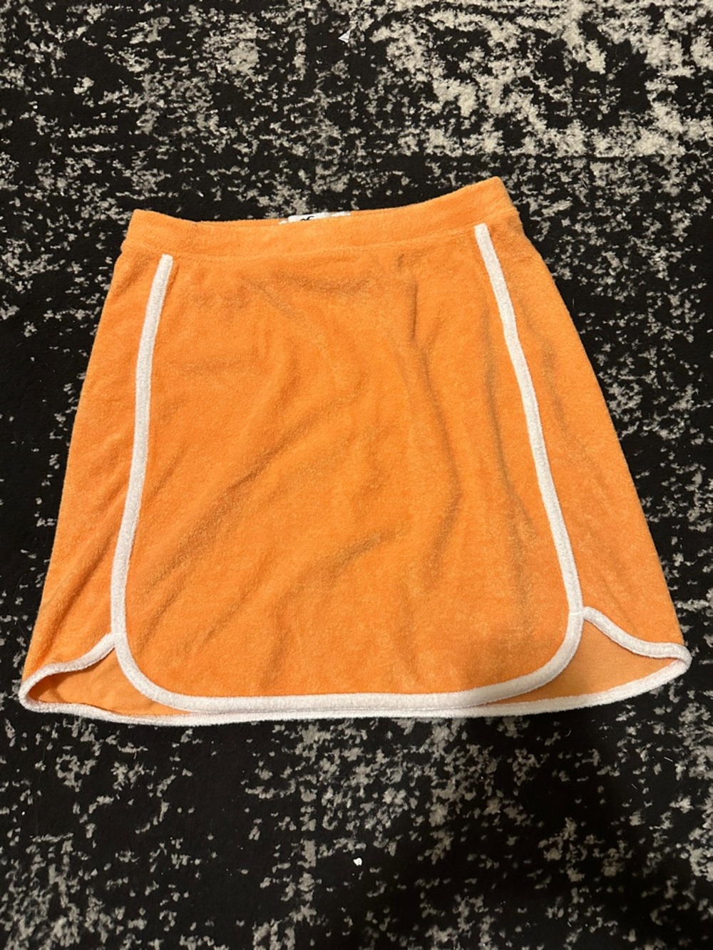 Women’s Hollister Ultra High Rise Orange Terry Cloth Skirt Size M White Trim